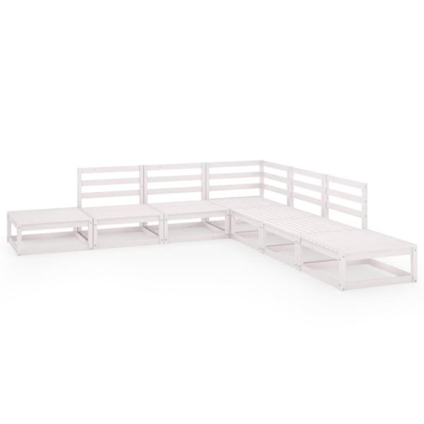 7-tlg. Garten-Lounge-Set Weiß Massivholz Kiefer