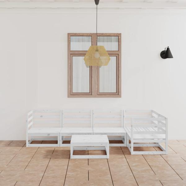 ARDEBO.de - 6-tlg. Garten-Lounge-Set Weiß Massivholz Kiefer