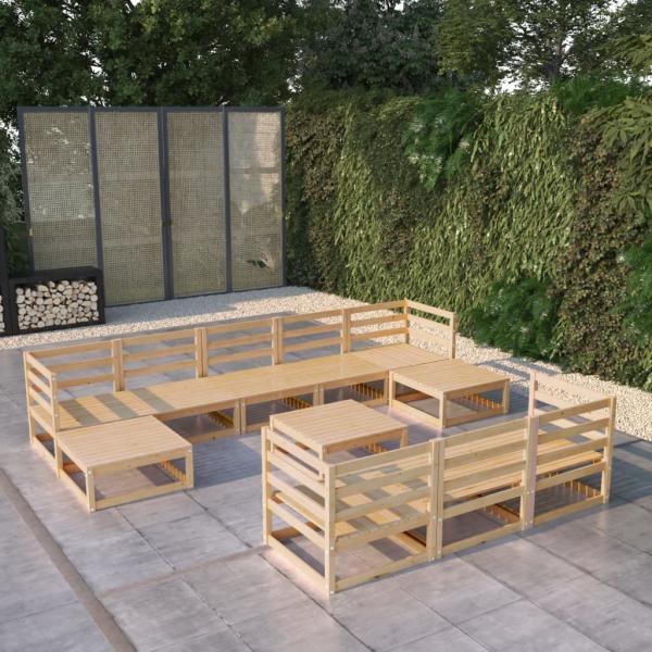 ARDEBO.de - 11-tlg. Garten-Lounge-Set Massivholz Kiefer