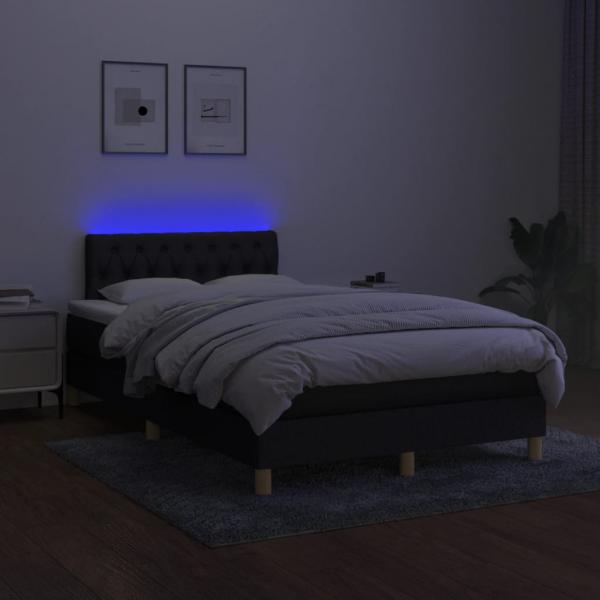 Boxspringbett mit Matratze & LED Schwarz 120x190 cm Stoff