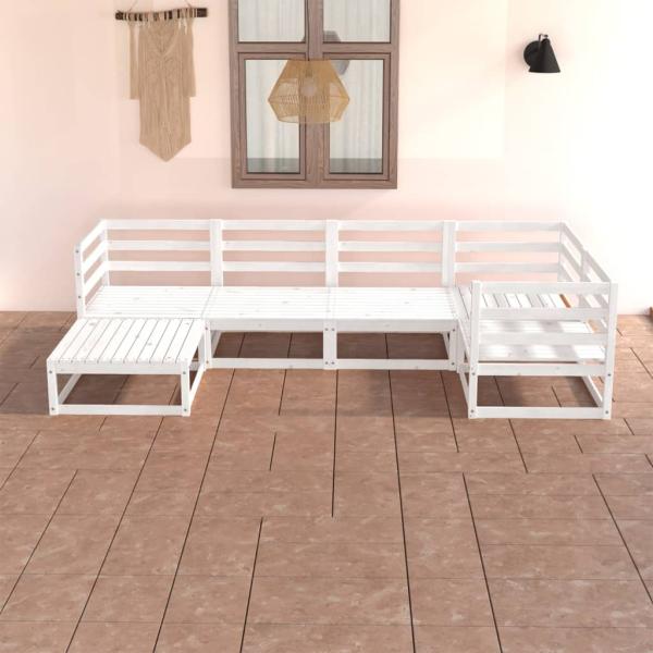 ARDEBO.de - 6-tlg. Garten-Lounge-Set Weiß Massivholz Kiefer