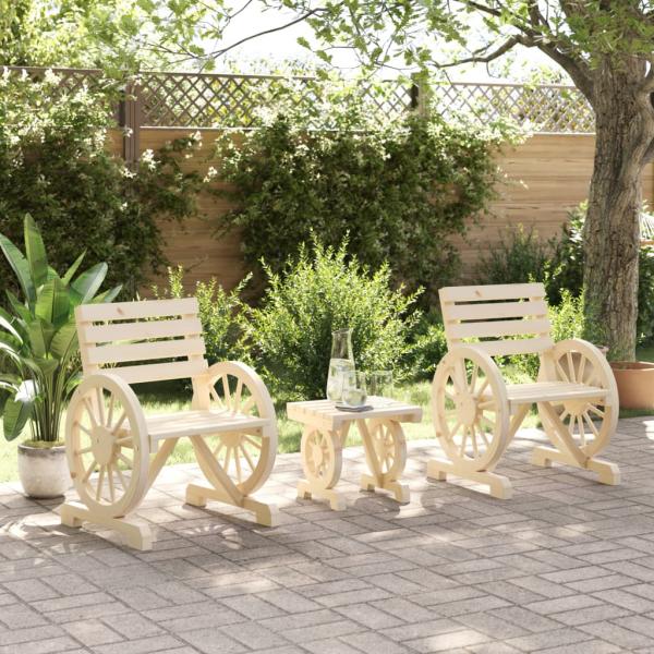 3-tlg. Garten-Lounge-Set Massivholz Tanne