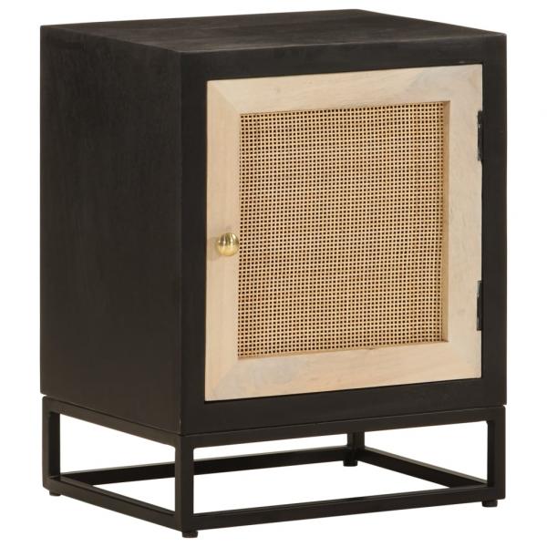 ARDEBO.de - Nachttisch Schwarz 40x30x50 cm Massivholz Mango und Eisen