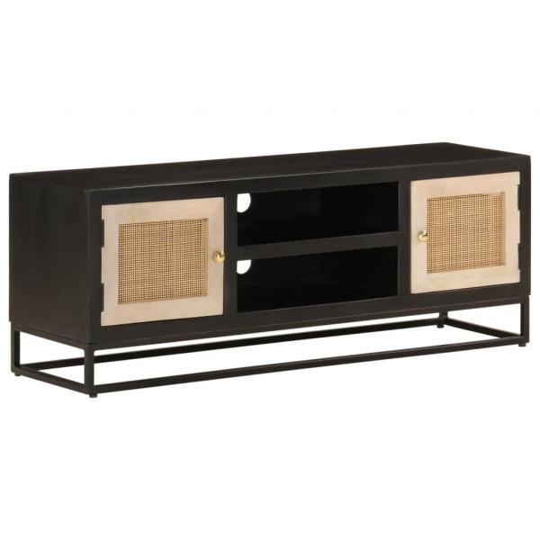 ARDEBO.de - TV-Schrank Schwarz 110x30x40 cm Massivholz Mango und Eisen