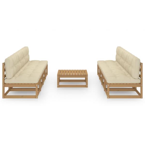 9-tlg. Garten-Lounge-Set mit Kissen Kiefer Massivholz