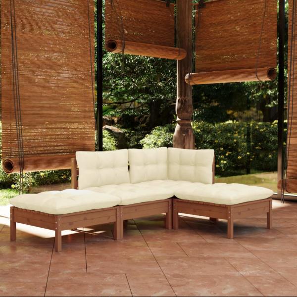 ARDEBO.de - 4-tlg. Garten-Lounge-Set mit Kissen Kiefer Massivholz
