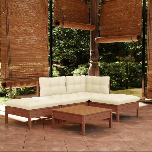 ARDEBO.de - 5-tlg. Garten-Lounge-Set mit Kissen Honigbraun Kiefernholz