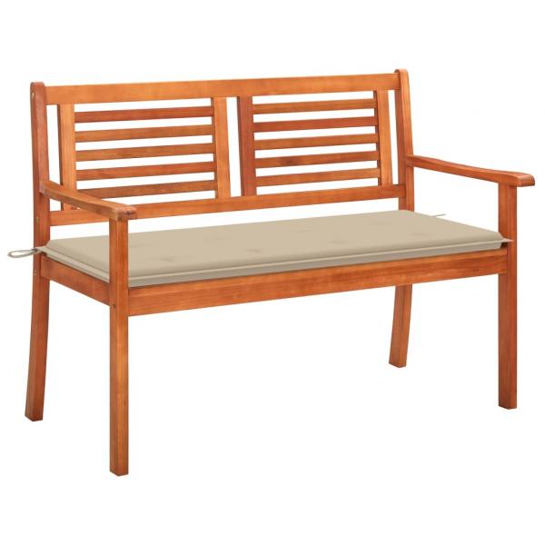 ARDEBO.de - 2-Sitzer-Gartenbank mit Auflage 120 cm Massivholz Eukalyptus