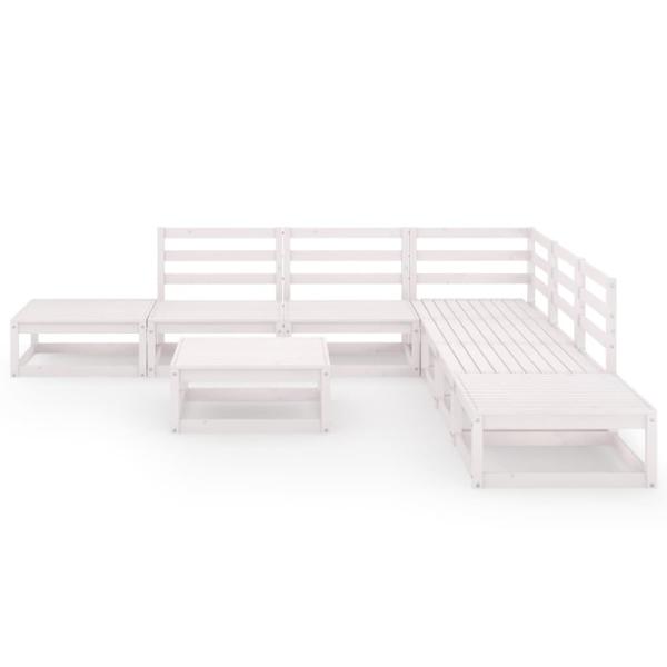 8-tlg. Garten-Lounge-Set Weiß Massivholz Kiefer