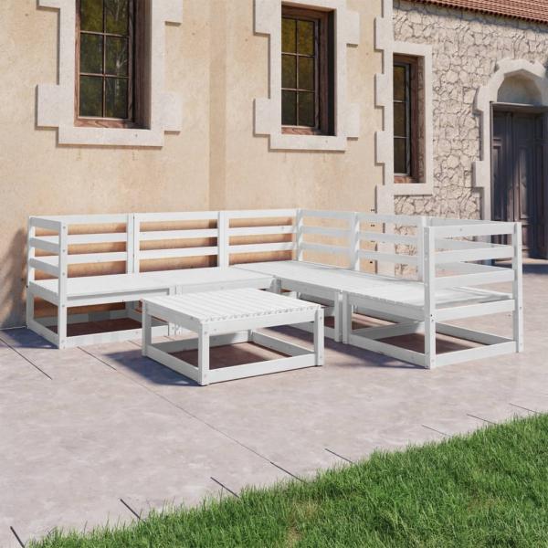 ARDEBO.de - 6-tlg. Garten-Lounge-Set Weiß Kiefer Massivholz