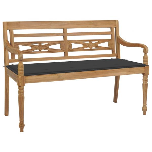 ARDEBO.de - Batavia-Gartenbank mit Anthrazit Kissen 120 cm Teak Massivholz