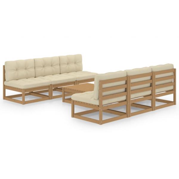 ARDEBO.de - 7-tlg. Garten-Lounge-Set mit Kissen Kiefer Massivholz
