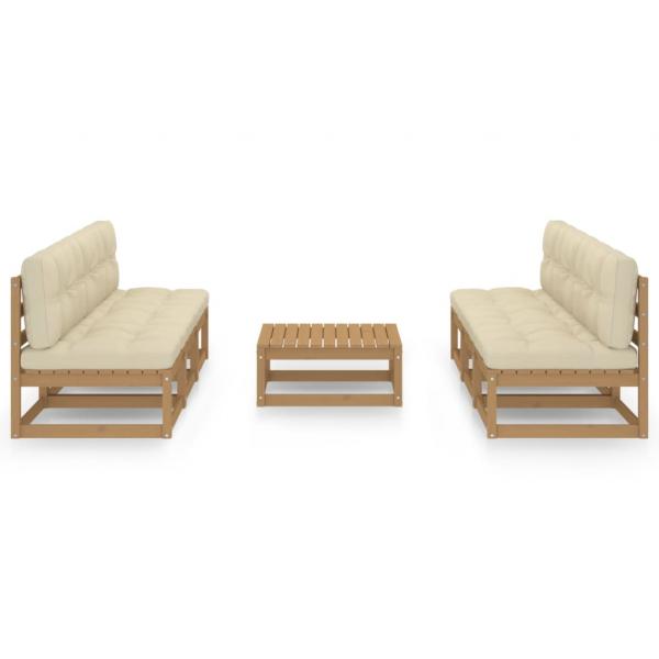 7-tlg. Garten-Lounge-Set mit Kissen Kiefer Massivholz