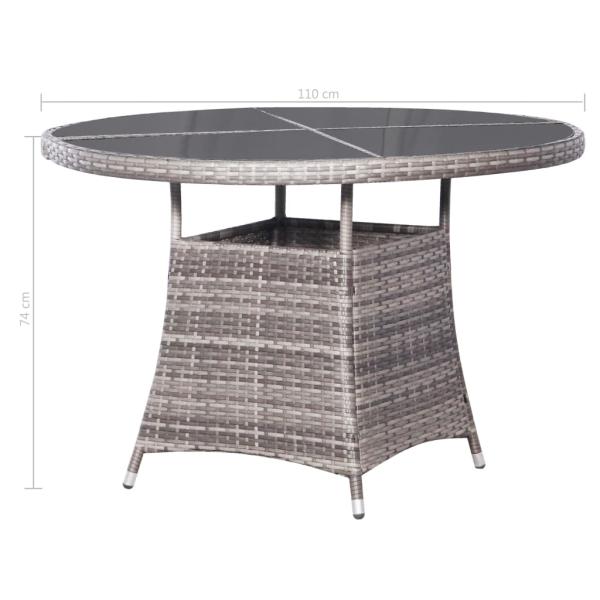 7-tlg. Garten-Essgruppe Poly Rattan Anthrazit und Grau