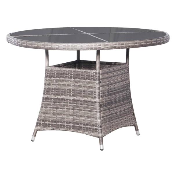 7-tlg. Garten-Essgruppe Poly Rattan Anthrazit und Grau