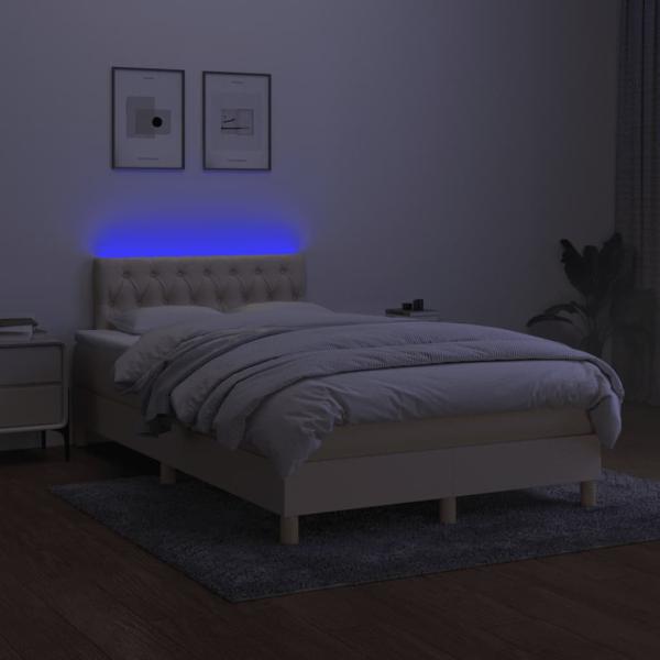 Boxspringbett mit Matratze & LED Creme 120x190 cm Stoff