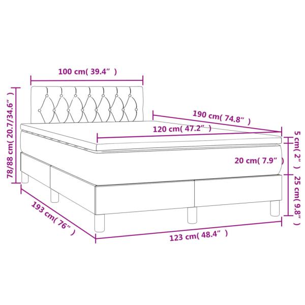 Boxspringbett mit Matratze & LED Creme 120x190 cm Stoff