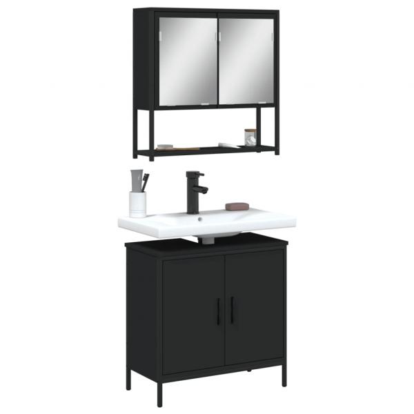 ARDEBO.de - 2-tlg. Badmöbel-Set Schwarz Holzwerkstoff