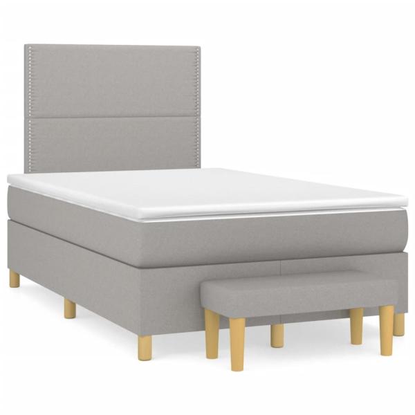 ARDEBO.de - Boxspringbett mit Matratze Hellgrau 120x190 cm Stoff