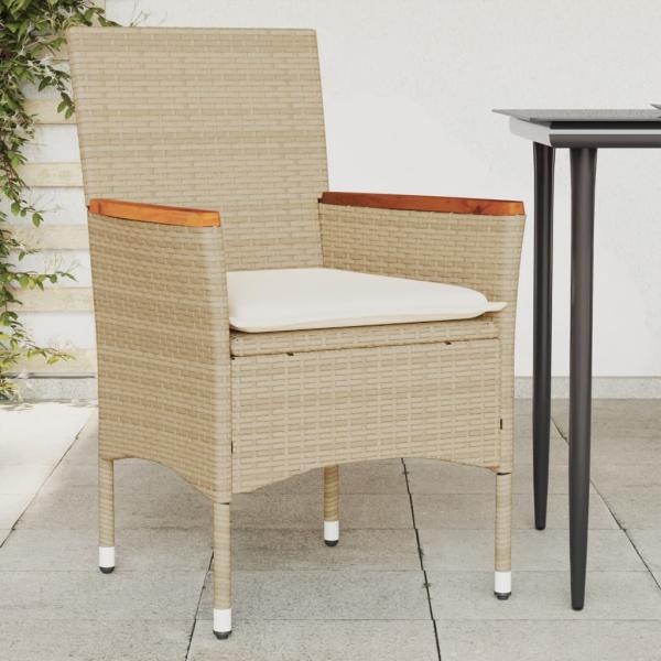 ARDEBO.de - Gartenstühle mit Kissen 2 Stk. Beige Poly Rattan