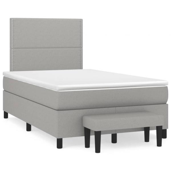 ARDEBO.de - Boxspringbett mit Matratze Hellgrau 120x190 cm Stoff