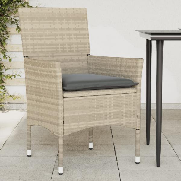 ARDEBO.de - Gartenstühle mit Kissen 2 Stk. Hellgrau Poly Rattan