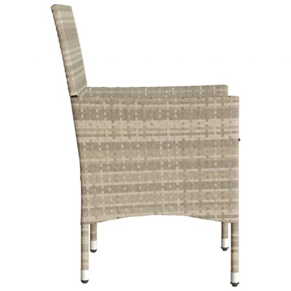 Gartenstühle mit Kissen 2 Stk. Hellgrau Poly Rattan