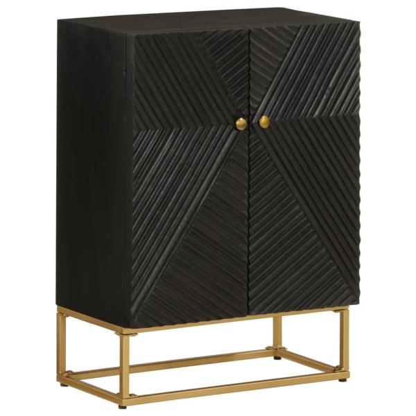 ARDEBO.de - Sideboard Schwarz 55x30x76 cm Massivholz Mango und Eisen