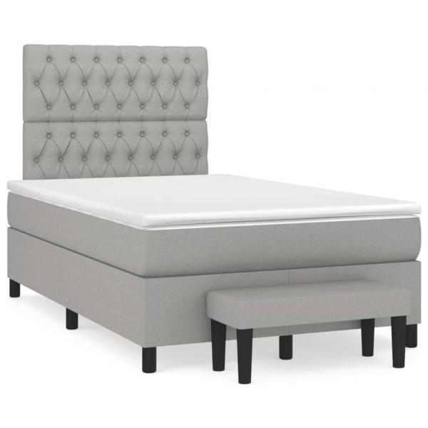 ARDEBO.de - Boxspringbett mit Matratze Hellgrau 120x190 cm Stoff