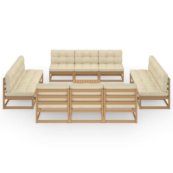13-tlg. Garten-Lounge-Set mit Kissen Kiefer Massivholz