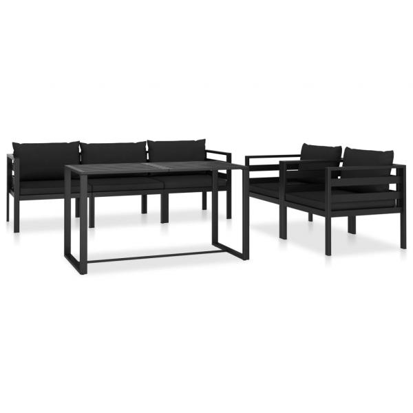 ARDEBO.de - 6-tlg. Garten-Lounge-Set mit Kissen Aluminium Anthrazit