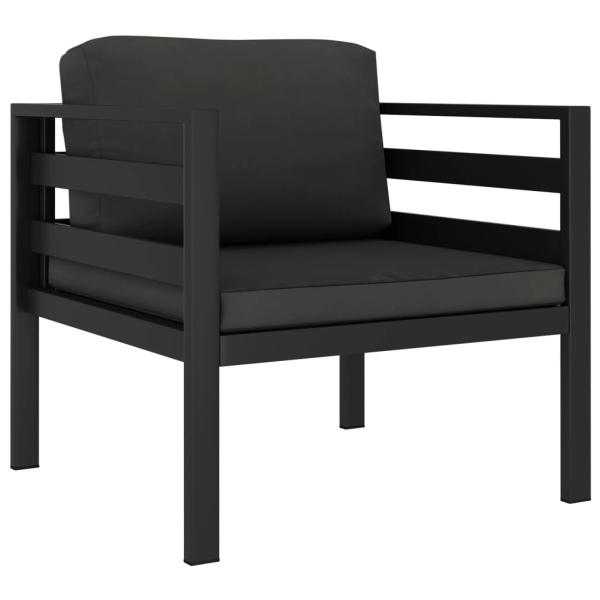 3-tlg. Garten-Lounge-Set mit Kissen Aluminium Anthrazit