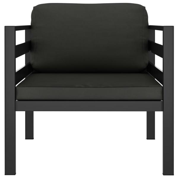 3-tlg. Garten-Lounge-Set mit Kissen Aluminium Anthrazit