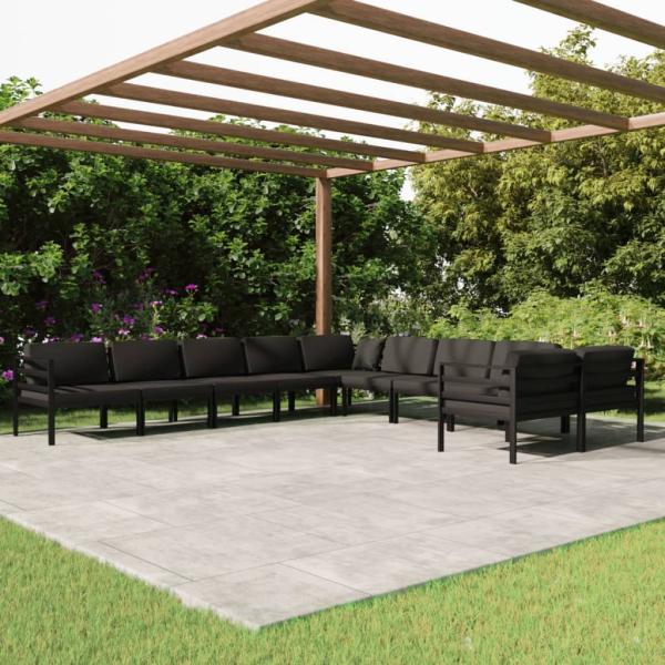 ARDEBO.de - 10-tlg. Garten-Lounge-Set mit Kissen Aluminium Anthrazit