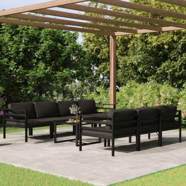 ARDEBO.de - 8-tlg. Garten-Lounge-Set mit Kissen Aluminium Anthrazit