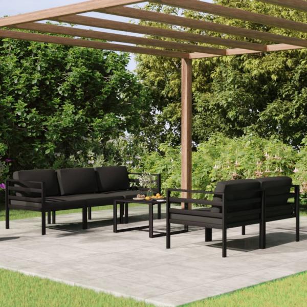 ARDEBO.de - 6-tlg. Garten-Lounge-Set mit Kissen Aluminium Anthrazit