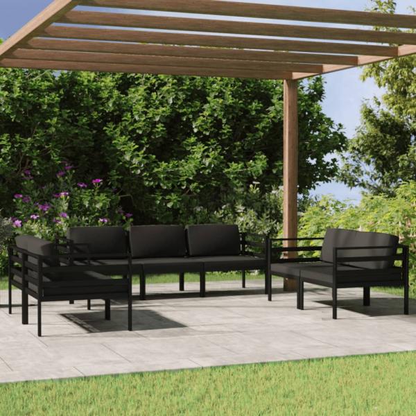 ARDEBO.de - 7-tlg. Garten-Lounge-Set mit Kissen Aluminium Anthrazit