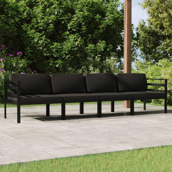 ARDEBO.de - 4-tlg. Garten-Lounge-Set mit Kissen Aluminium Anthrazit