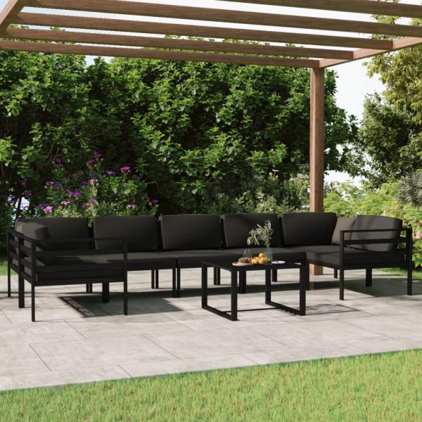 ARDEBO.de - 8-tlg. Garten-Lounge-Set mit Kissen Aluminium Anthrazit