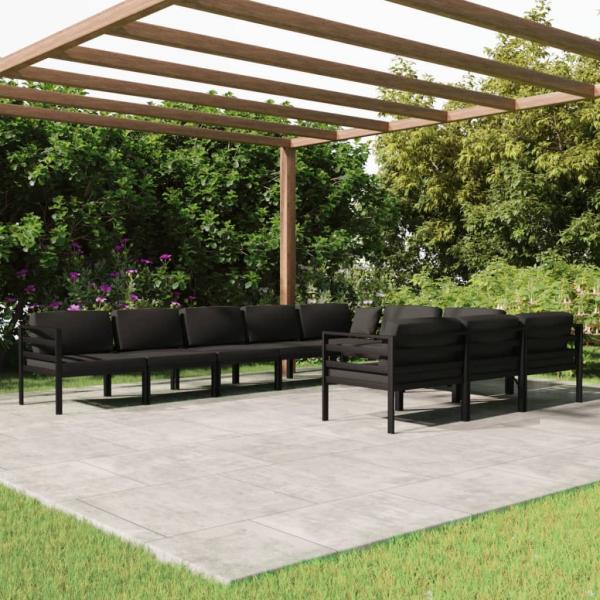 ARDEBO.de - 10-tlg. Garten-Lounge-Set mit Kissen Aluminium Anthrazit