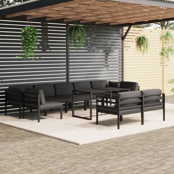 ARDEBO.de - 10-tlg. Garten-Lounge-Set mit Kissen Aluminium Anthrazit