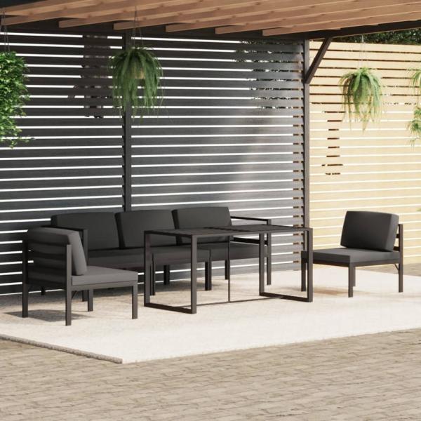 ARDEBO.de - 6-tlg. Garten-Lounge-Set mit Kissen Aluminium Anthrazit