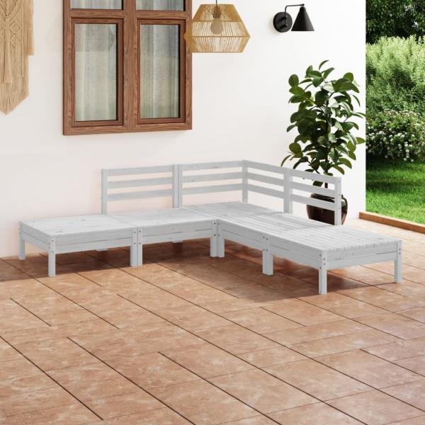 ARDEBO.de - 5-tlg. Garten-Lounge-Set Massivholz Kiefer Weiß