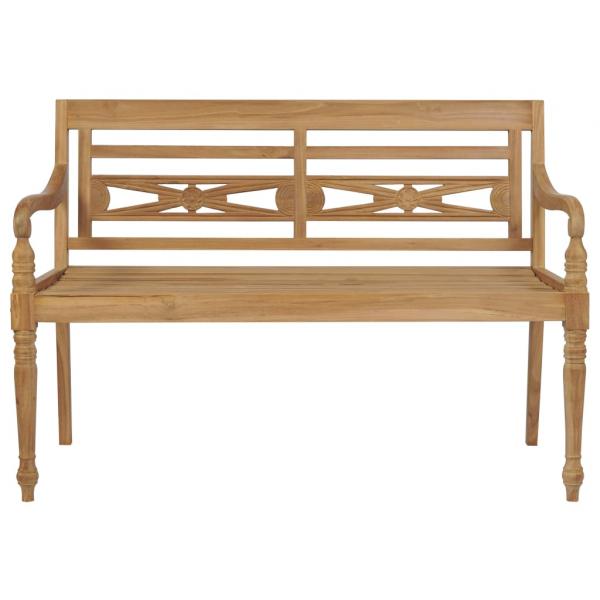 Batavia-Gartenbank mit Grünem Kissen 120 cm Teak Massivholz
