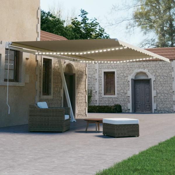 ARDEBO.de - Automatische Markise mit LED & Windsensor 600x300 cm Creme