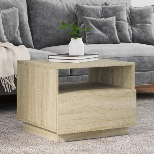 ARDEBO.de - Couchtisch mit LED-Leuchten Sonoma-Eiche 50x49x40 cm