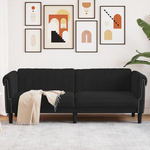 ARDEBO.de - Sofa 3-Sitzer Schwarz Samt