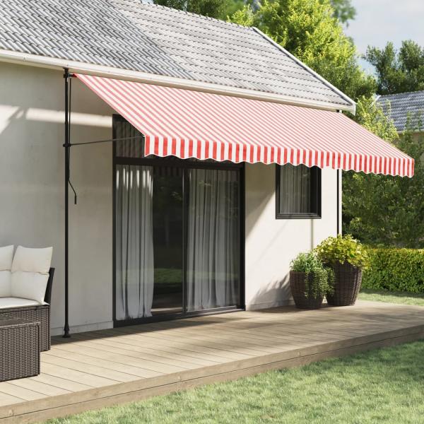 ARDEBO.de - Markisenbespannung Rot und Weiß Gestreift 4,5x3,5 m