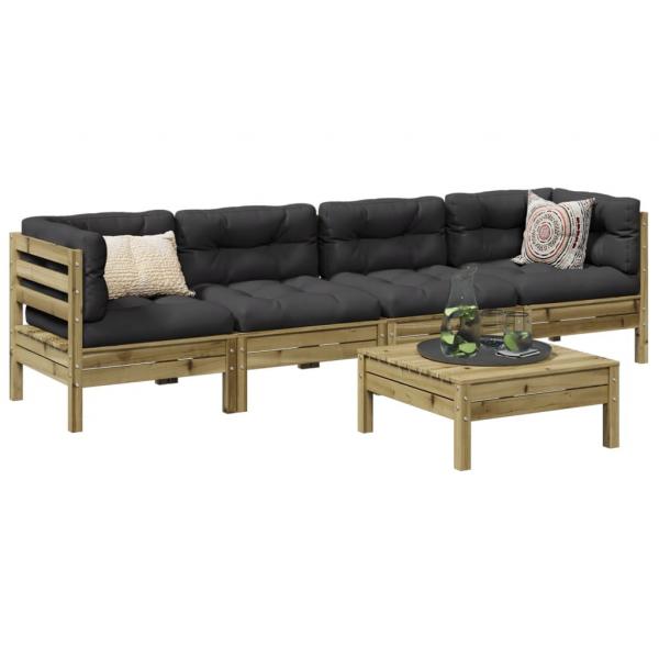 ARDEBO.de - 5-tlg. Garten-Sofagarnitur mit Kissen Kiefernholz Imprägniert