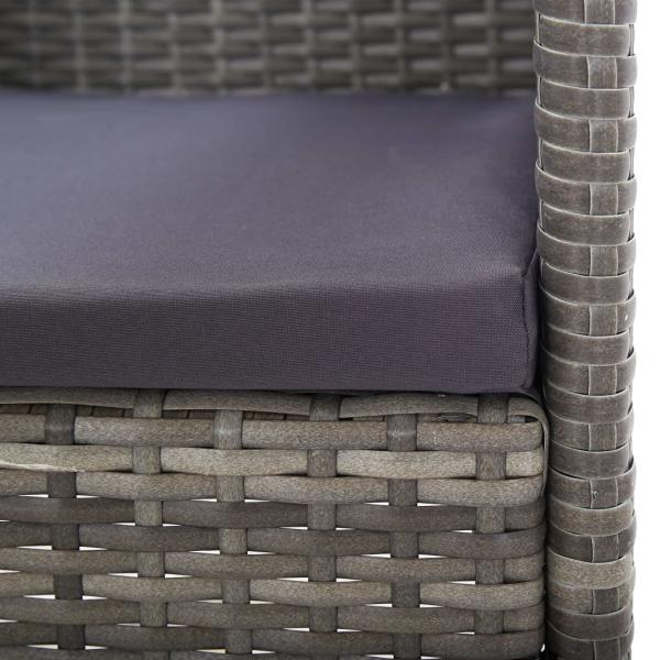 5-tlg. Garten-Essgruppe mit Kissen Anthrazit Poly Rattan